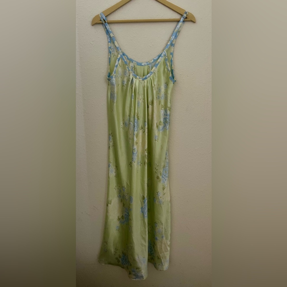 Vintage Oscar de la Renta Green and Blue Floral Dress